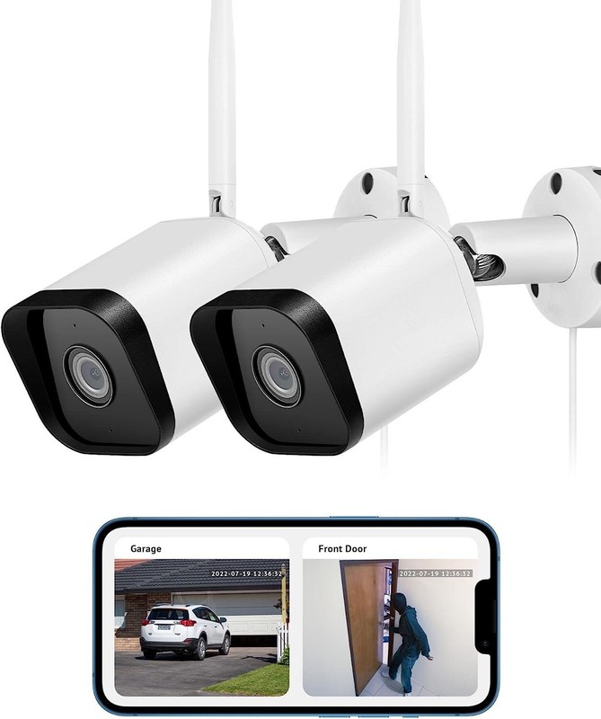 2Pack Outdoor Security Cameras 1080P HD,Cameras for Home Security with AI Human