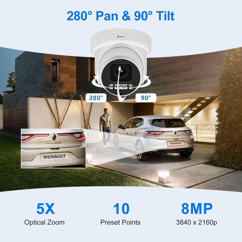 Anpviz 8MP 4K POE PTZ IP Camera, 5X Optical Zoom, Human/Vehicle Detection gallery