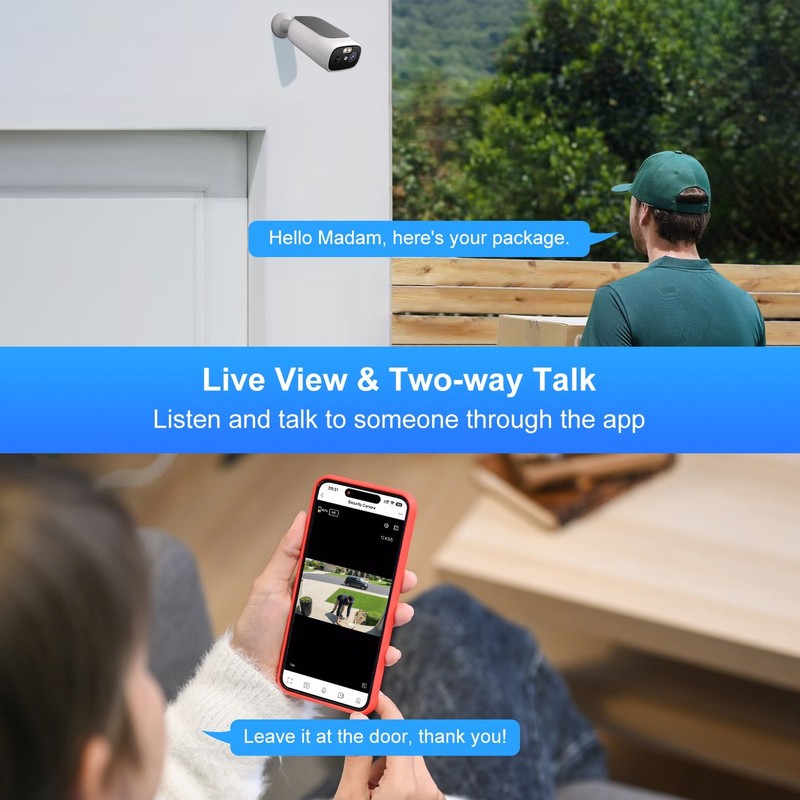 DualBand WiFi6 Wireless Pre-Record Solar Battery Security Camera System gallery