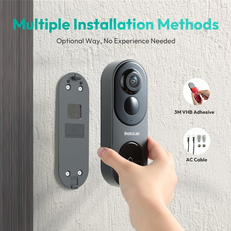 5MP Wireless Video Doorbell with 180° View & AI Motion Detection Technology gallery