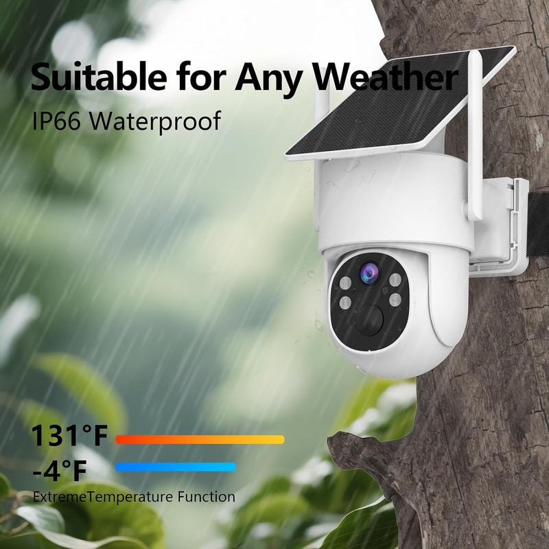 4G LTE Solar Security Camera Outdoor, 2K PTZ with 365 Days Unlimited Data | 360° gallery