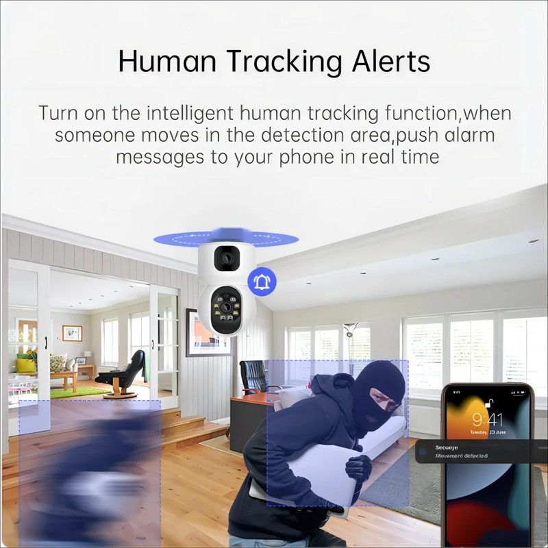 8MP WiFi IP Camera Dual Lens Monitor, Night Vision, Auto Tracking, Tuya App gallery