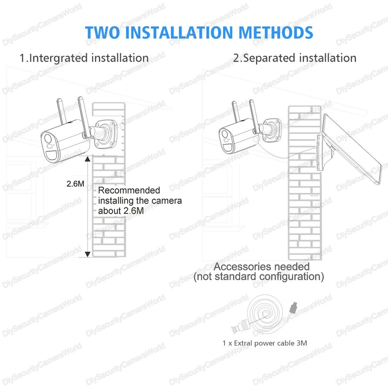 Outdoor Solar Security Camera 1080P WiFi Solar Panel Bullet PIR Motion FullColor gallery
