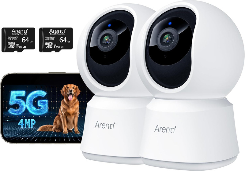 5G 4MP Pet Camera 2 Pack, No Subscription Indoor Security Camera for Dog/Cat/Bab gallery