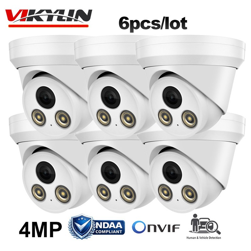 6 pack Vikylin Full Color LED 4MP Security Camera Ethernet POE Microphone Onvif