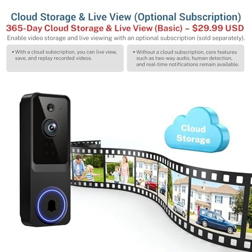 1080P Wireless Doorbell Camera with AI Detection, Night Vision, 2-Way Audio, Clo gallery