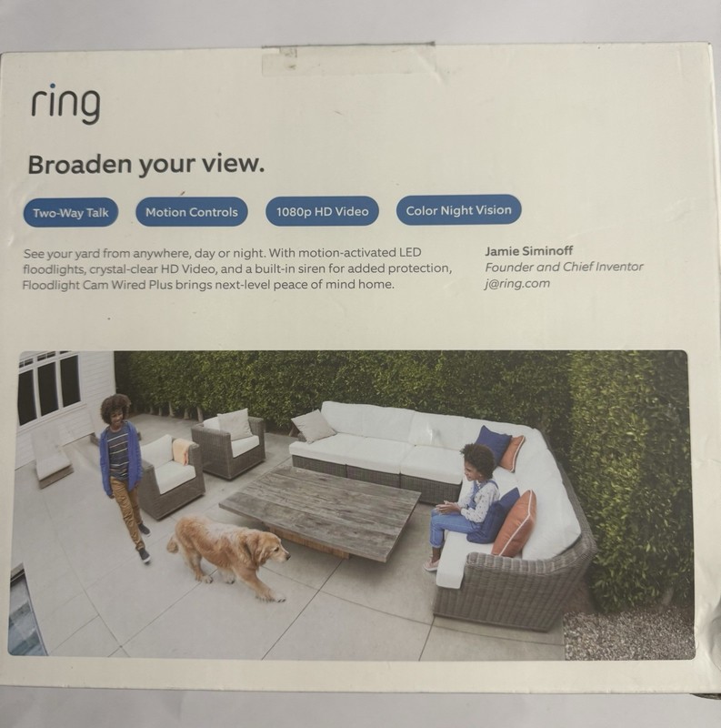 Ring Floodlight Cam Wired Plus Motion-Activated Camera 1080p White NEW gallery