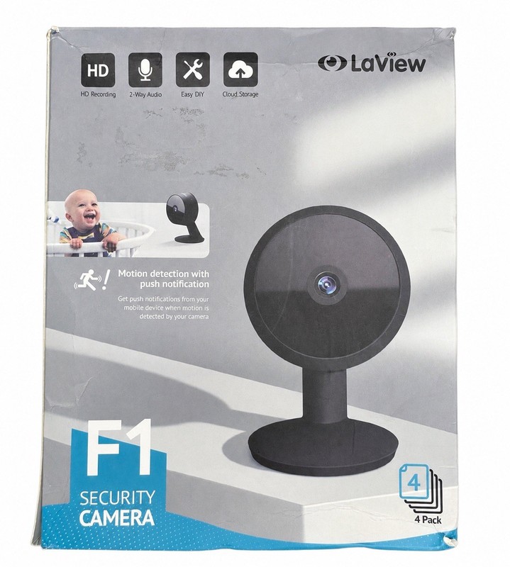LaView F1 Indoor WiFi Security Camera System 4-Pack Open Box |Brand New Complete
