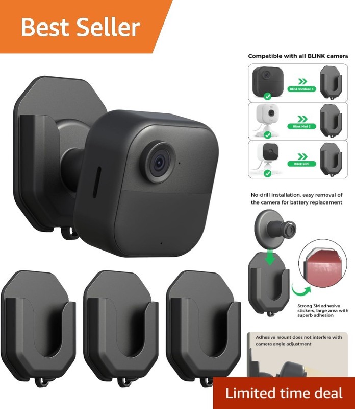 3 Pack Blink Camera Wall Mount Brackets No Drill Adhesive Fit Blink Cameras