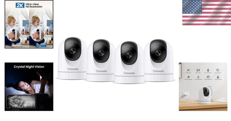 Crystal Clear 2K Security Camera with Smart Alerts & Night Vision - 4-Pack gallery