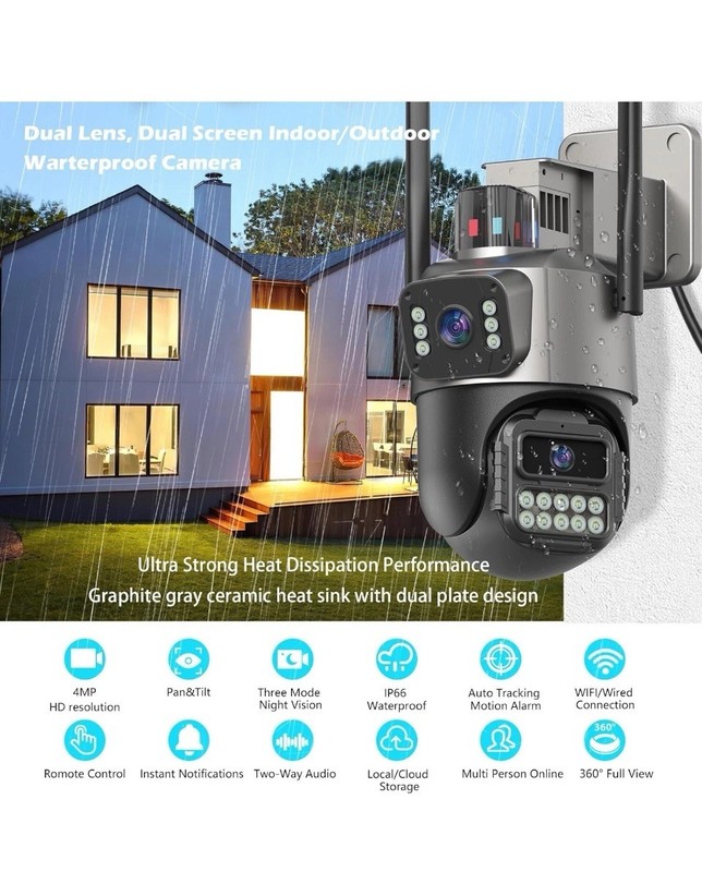 6MP Security Camera Outdoor, Dual Lens Outside Cameras AI Tracking, Color Night gallery