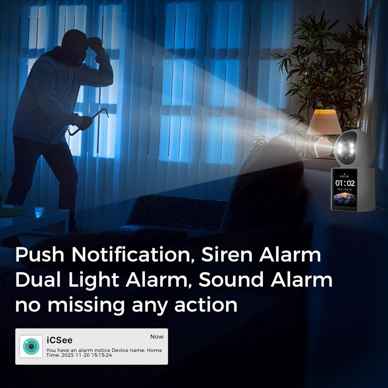 2K Home Security Camera 360° Video 2.8" Screen Motion Detection Auto Tracking gallery