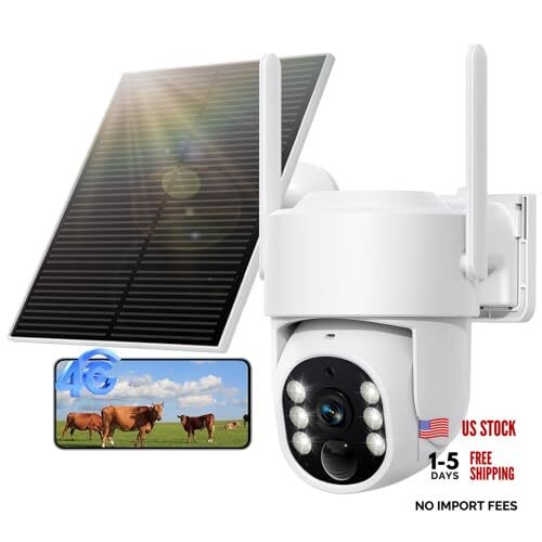 4G LTE Cellular Solar Security Camera Wireless Outdoor, No WiFi Solar White