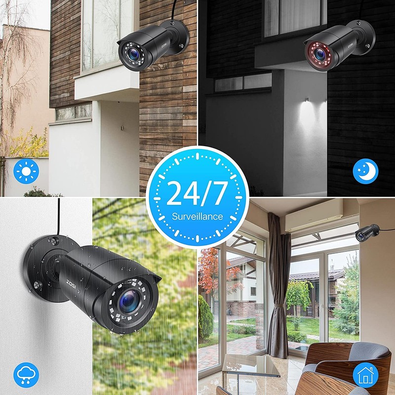 ZOSI 4X1080P HD Security Surveillance CCTV Outdoor Cameras 24/7 Recording gallery