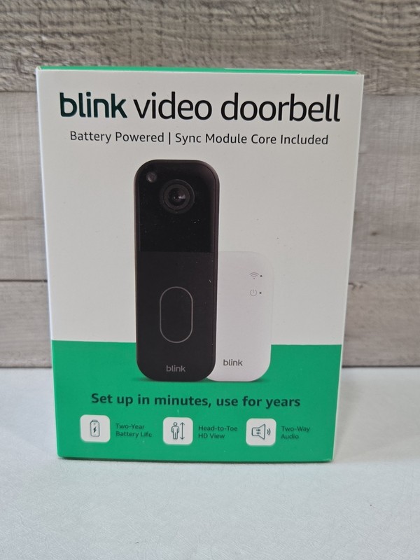 Blink Video Doorbel with Sync Module Core, Battery, Head-to-Toe HD View – Black