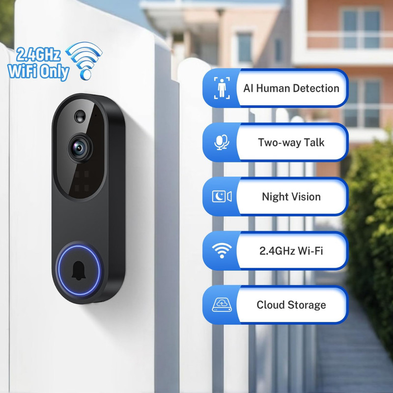 Video Doorbell 1080p HD Camera WI-FI Night Vision Motion Detection Wireless gallery
