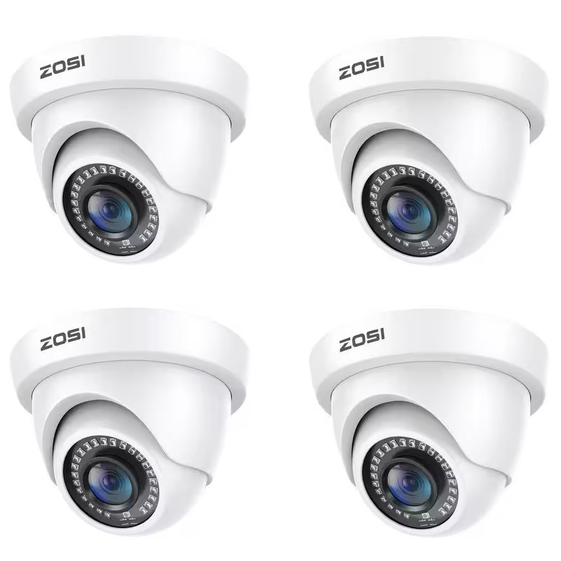 4Pcs 2MP Hardwired Hybrid 4 in 1 TVI CVI AHD CVBS Security Camera Outdoor for 96