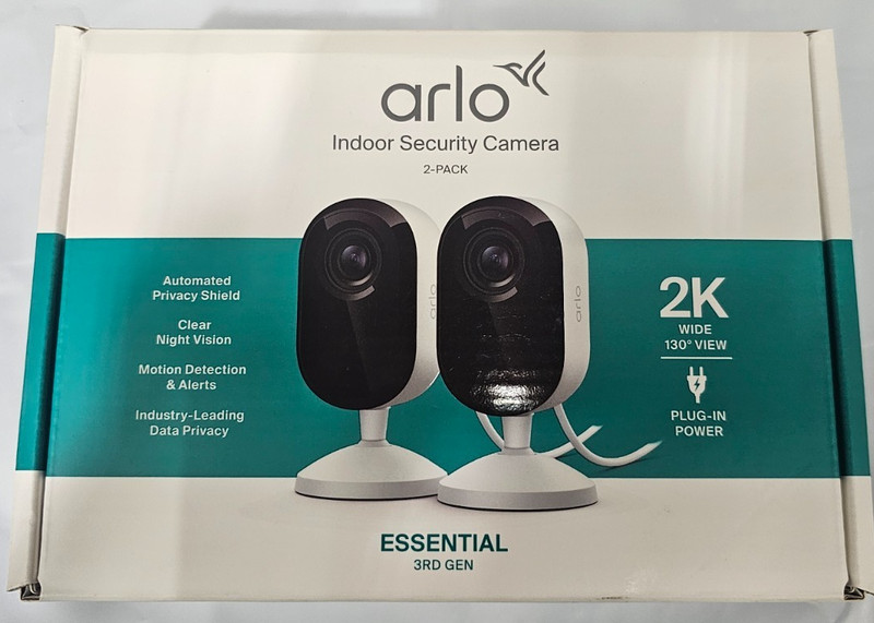 Arlo Essential Indoor Security Camera 2K (3rd Gen, 2025 Release) Wired Plug in