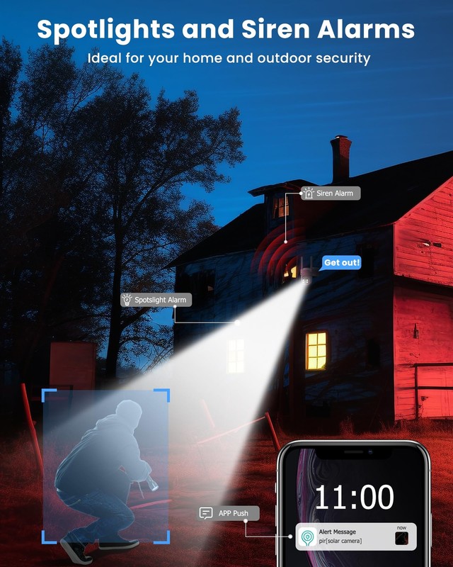 Solar Security Cameras Wireless Outdoor 3MP Pan Tilt 360°WiFi Camera with Col... gallery