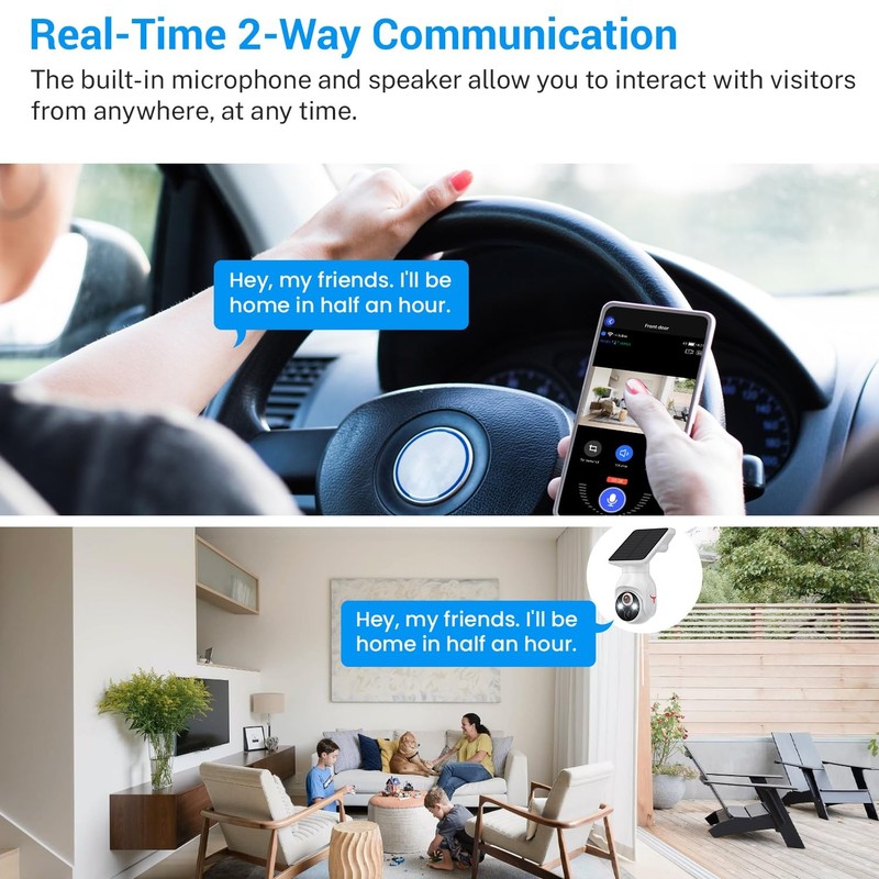 1080p Security Camera Wireless with Solar Panel, AI Human Detection, 2-Way Au... gallery
