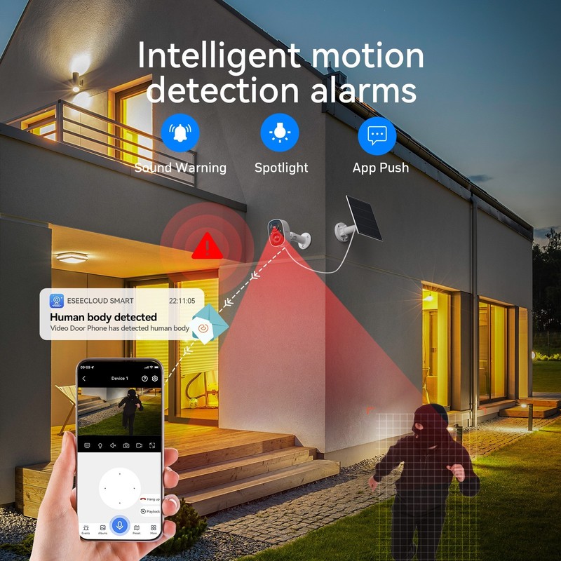 4MP WiFi6 Solar Security Cameras with Monitor Color Night Outdoor Wireless Audio gallery