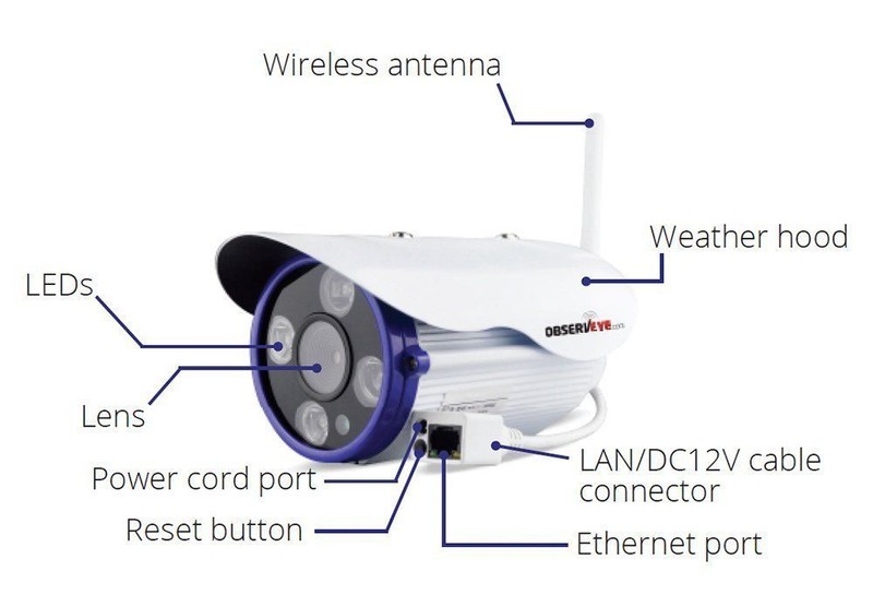 Observeye Ocli Outdoor 1080P HD 2MP Weatherproof IP Home Security Bullet Camera gallery