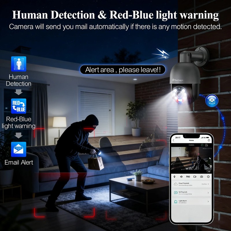 Techage PTZ POE IP Camera 8MP 5MP 4K Outdoor AI Human Detection XMEye gallery