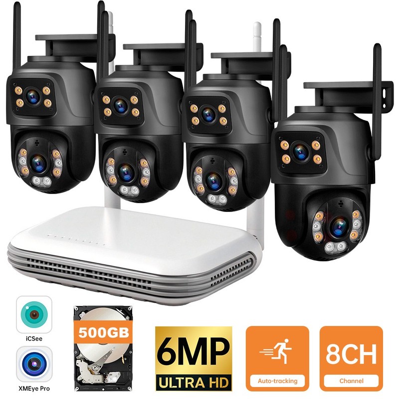 8CH Outdoor Wireless Surveillance Kit 6MP Cameras H.265+ Night Vision 500GB HDD