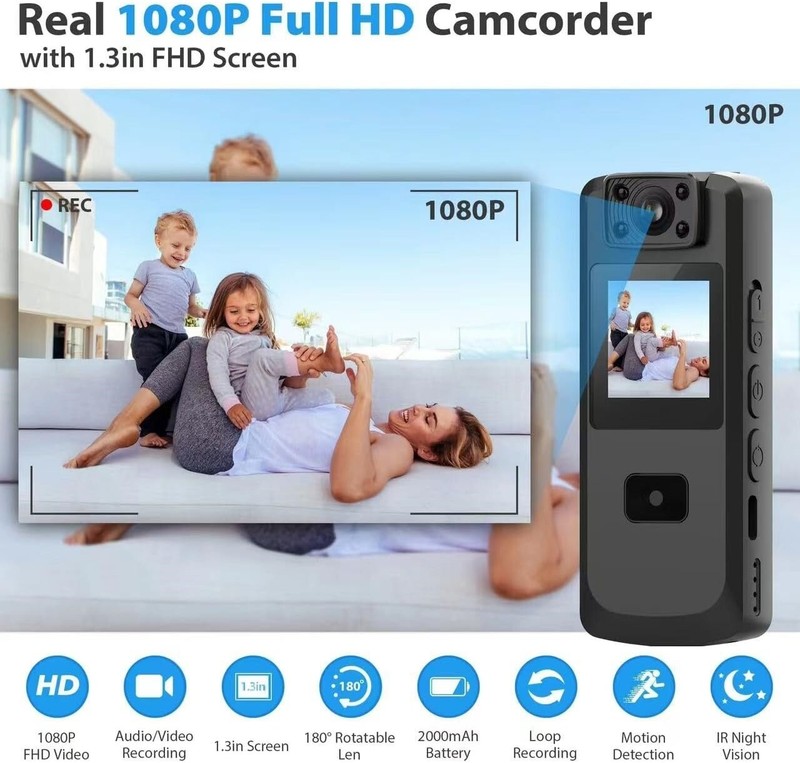 Camara Corporal Oculta Grabacion Con Audio De Policia HD Vision Nocturna NEW US gallery
