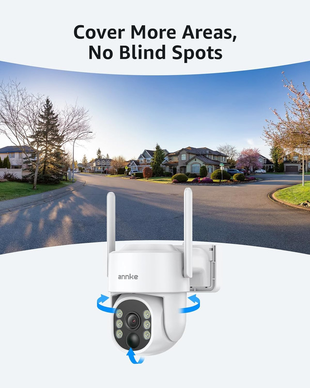 2.5K Solar Security Cameras Wireless Outdoor, 2 Pack 360° View Pan/Tilt Dome Cam gallery