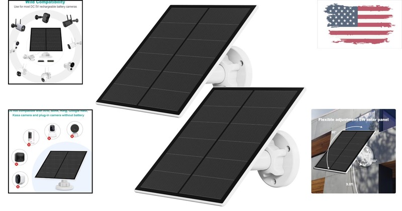 Efficient 5W Solar Panel Set for USB & Micro USB Battery Cameras Outdoors gallery