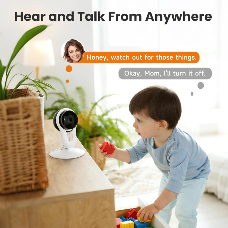 2 Pack Smart Indoor Home Camera, 2K Wifi Cameras for Pet & Family Monitoring gallery