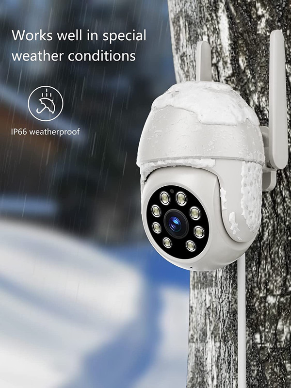 2K Outdoor Security Camera, PTZ 355°View 3MP Security System 2.4GHZ Wifi Wireles gallery