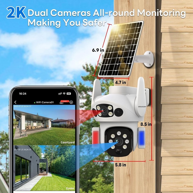 Solar Powered Wireless Security Camera with Dual Lens Color Night Vision gallery