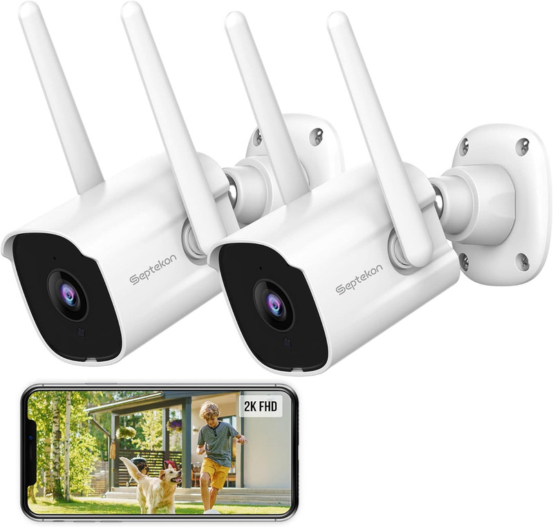 Cámara de seguridad 2K para exteriores, paquete de 2, 2,4G Wifi para el hogar gallery