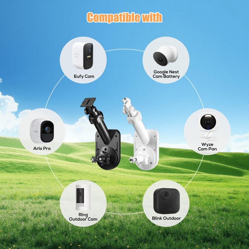Wall Mount For Ring Blink Eufy Arlo Wyze Cameras & Solar Panels Adjustable Angle gallery