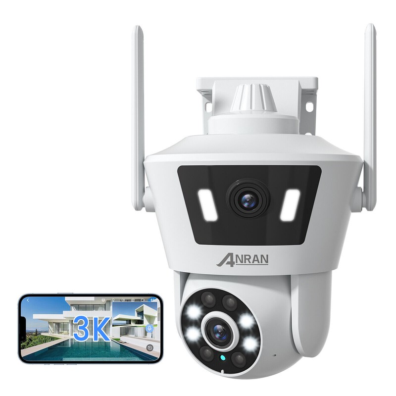 ANRAN Dual Lens WiFi Security Camera 4MP 360° PTZ 2 Way Audio IP Home Outdoor