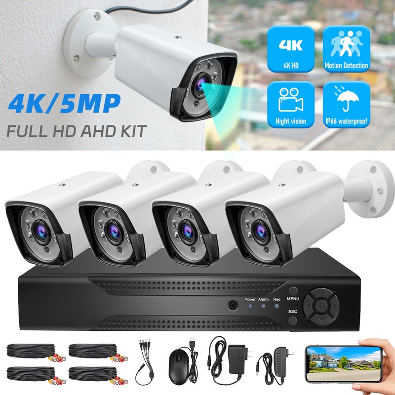 5MP Wired Security Camera System DVR 1080P Outdoor 8CH H.265+ CCTV Wifi DVR Kit