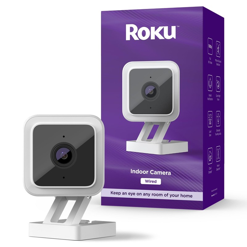 Roku Indoor Camera for Home Security, 1-Pack – Wired Security Camera with 1080p