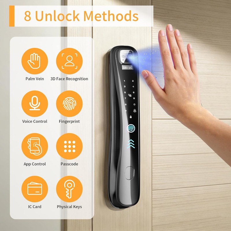 8 in 1 Smart Video Doorbell Lock Fingerprint Keyless gallery