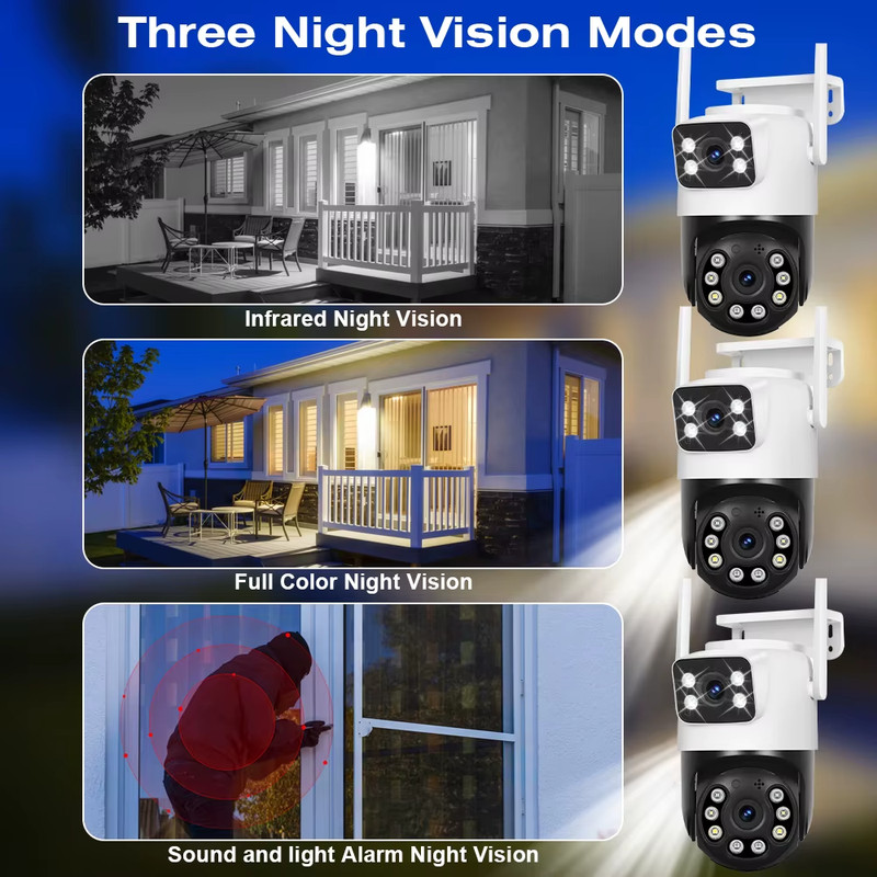 Dual Lens Wifi Camera Outdoor 4K 8MP PTZ Night Vision Dual Screen Human Detectio gallery
