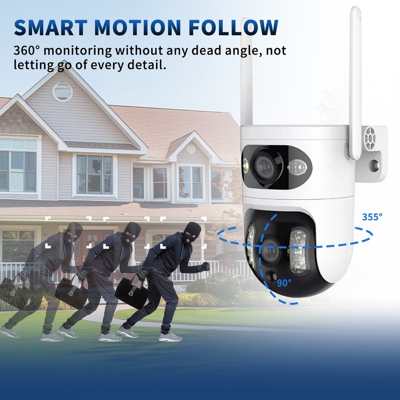 Dual‑Lens PTZ Security Camera – 1080P HD – WiFi – Night Vision – 360° Monitoring gallery