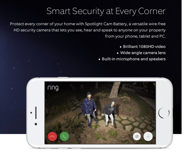 RING Spotlight Cam -Battery-Wi Fi Camera with Built in Siren & Lights -FREE POST gallery