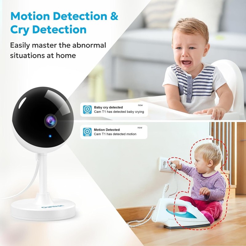 Indoor Security Camera 2K 2.4GHz WiFi Motion Detection Night Vision Baby Pet Cam gallery