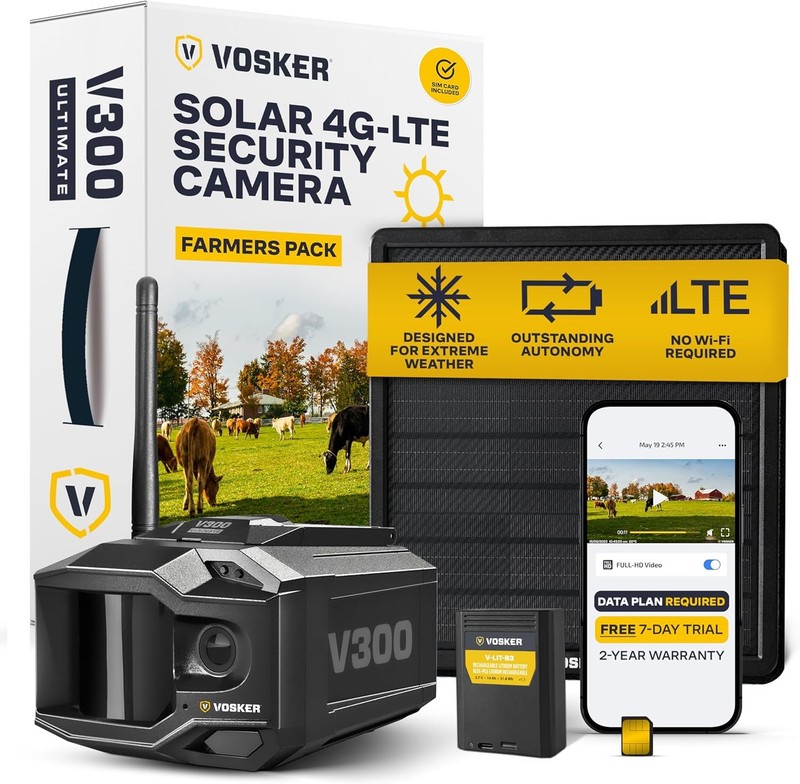 Vosker V300 4G LTE Solar Security Camera Farm Pasture
