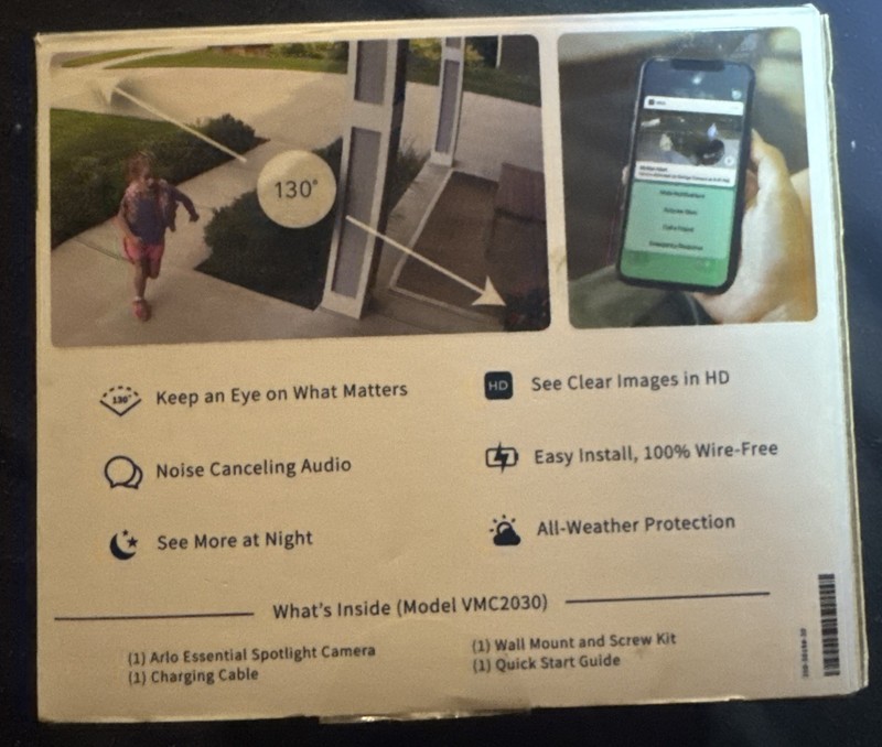 Arlo Essential Spotlight Wireless Indoor/Outdoor Camera VMC2030-100NAS- Single gallery