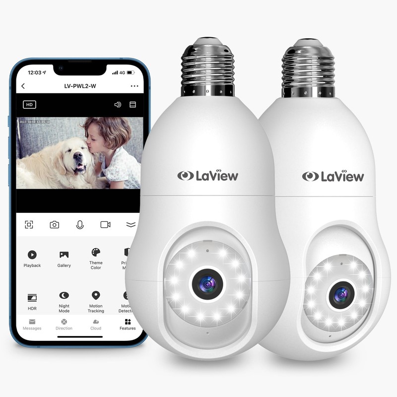 4MP Bulb Security Camera 2.4GHz 360 2K Wireless Outdoor Full Color 2 Pack