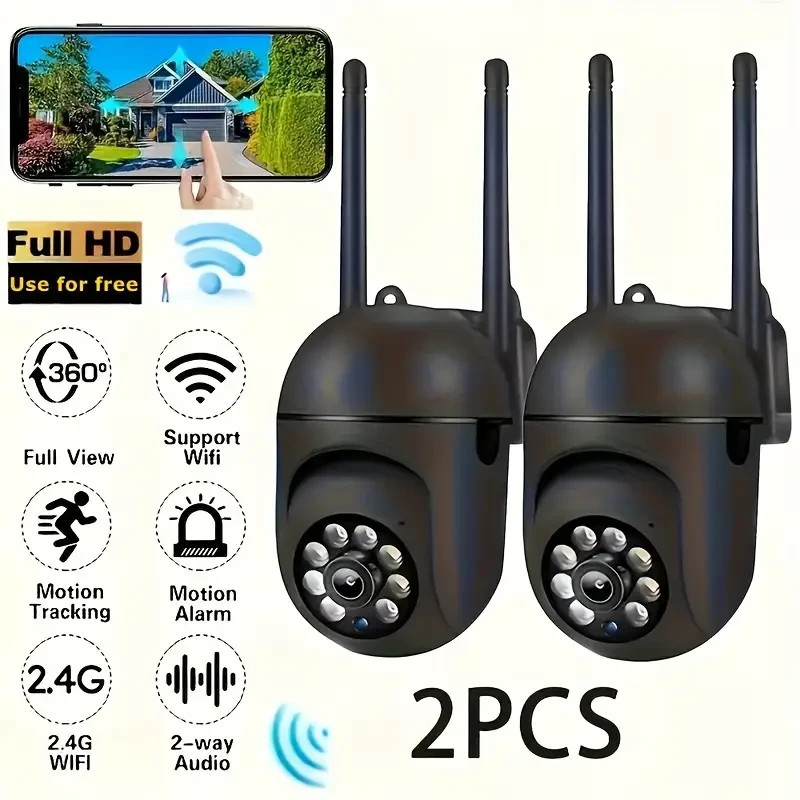 2PCS 1080P Wireless Indoor Security Camera – Dual-Band WiFi, AI Motion Detection