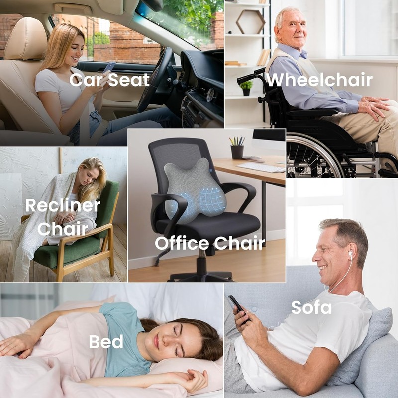 CILI Heated Lumbar Support Pillow for Office Chair, Ergonomic Back Support Cushi