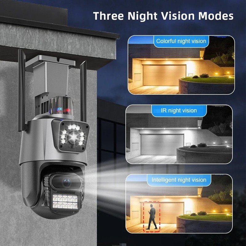 Dual Lens 4K WiFi Security Camera 8X Zoom Outdoor Home Night Vision CCTV PTZ gallery
